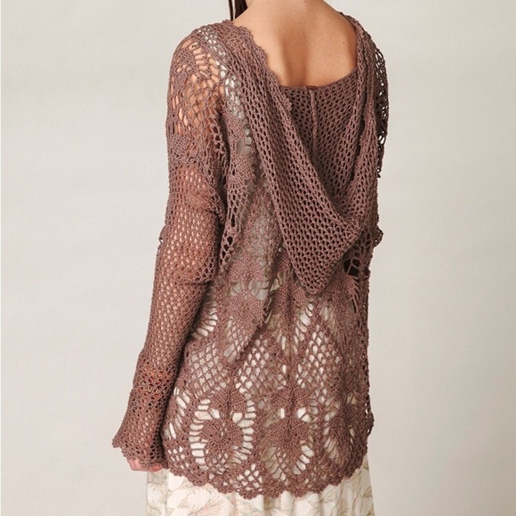 FREE PEOPLE Pacifica Crochet Hooded Sweatshirt - Picture 2 of 8